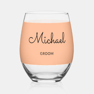 Vaso De Vino Novio Monograma Estiloso Personalizado Boda Meloco