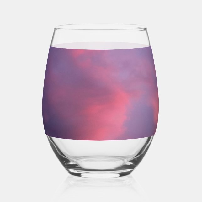 Vaso De Vino Nubes Rosadas Azules (Anverso)