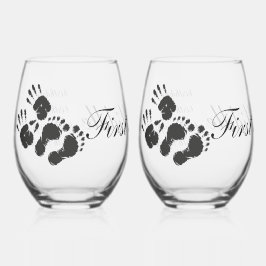 Vaso De Vino Nueva huella de mano de bebé