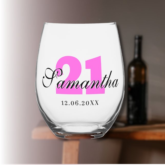 Vaso De Vino Número de cumpleaños de Bubblegum | Black 3D Name  (Subido por el creador)