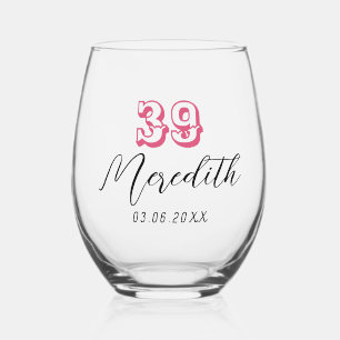 Vaso De Vino Número de cumpleaños de Cranberry Fecha de nombr