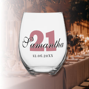 Vaso De Vino Número de cumpleaños de oro de Rosa Black 3D Nam