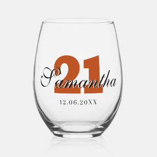 Vaso De Vino Número de cumpleaños de óxido   Black 3D Name Date