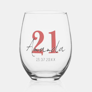 Vaso De Vino Número de cumpleaños del Naranja Rusty Black 3D