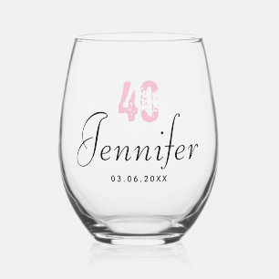 Vaso De Vino Número de cumpleaños rosado para orquídeas   Fecha