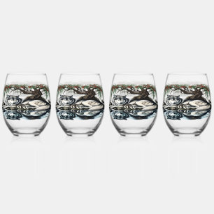Vaso De Vino Oasis familiar de Lobo Serene en naturaleza ídílic
