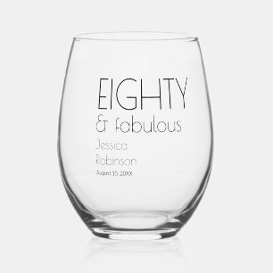 Vaso De Vino Ochenta y Fabuloso Moderno Cumpleaños 80