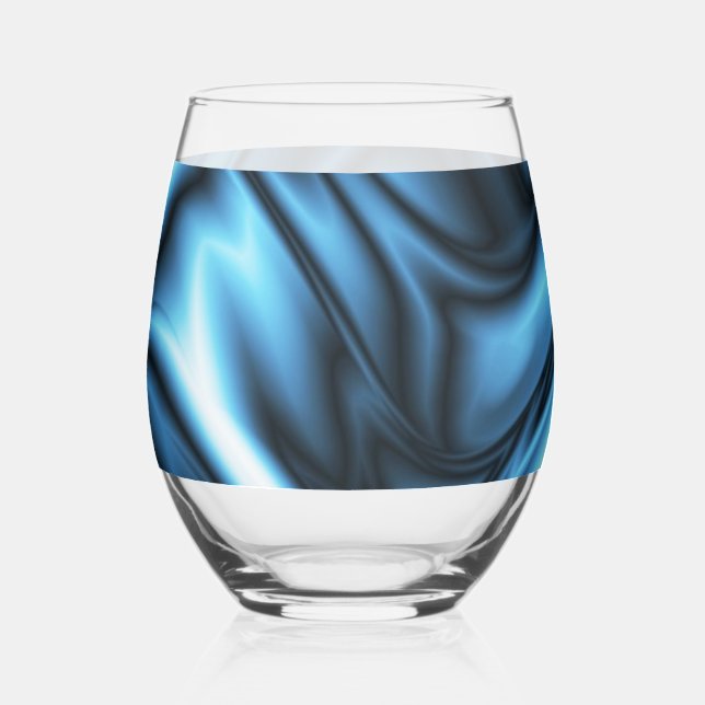 Vaso De Vino Ola de seda azul (Anverso)