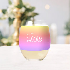 Vaso De Vino Ombre amarillo púrpura rosa del arcoiris pastel (n