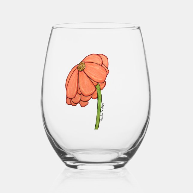 Vaso De Vino Orange Flower (Anverso)