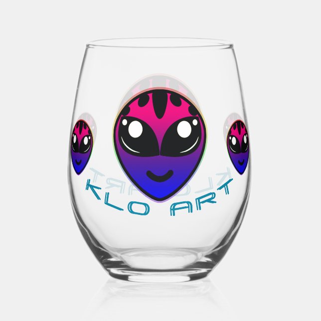 Vaso De Vino Orgullo bisexual Alien Vidrio sin Stemless (Anverso)
