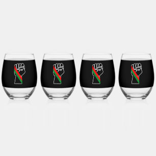 Vaso De Vino orgullo negro bandera panafricana roja verde puño