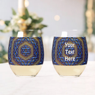Vaso De Vino Ornate Metallic Magen David