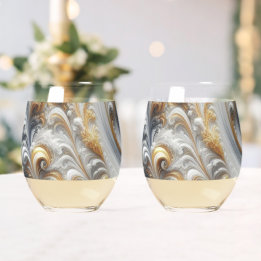 Vaso De Vino Oro, negro y blanco girando moderno abstracto