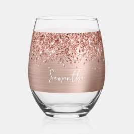 Vaso De Vino Oro Rosa Brillante Glam Nombre