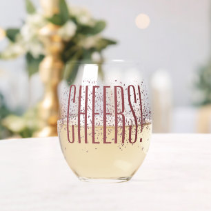 Vaso De Vino Oro rosa confeti celebración personalizada