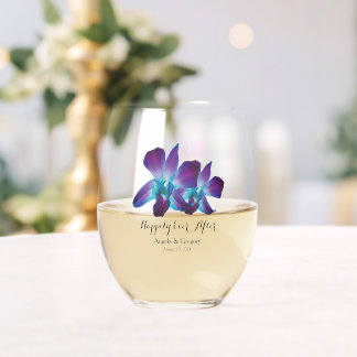 Vaso De Vino Orquídea Dendrobium Azul Feliz Nunca Después Del B