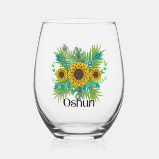 Vaso De Vino Oshun Goddess Sunflowers