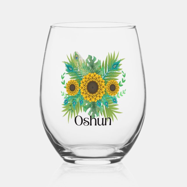 Vaso De Vino Oshun Goddess Sunflowers (Anverso)