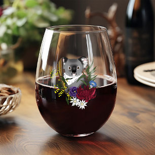 Vaso De Vino Oso Koala Adorable Verde Flora Vida Silvestre Aust