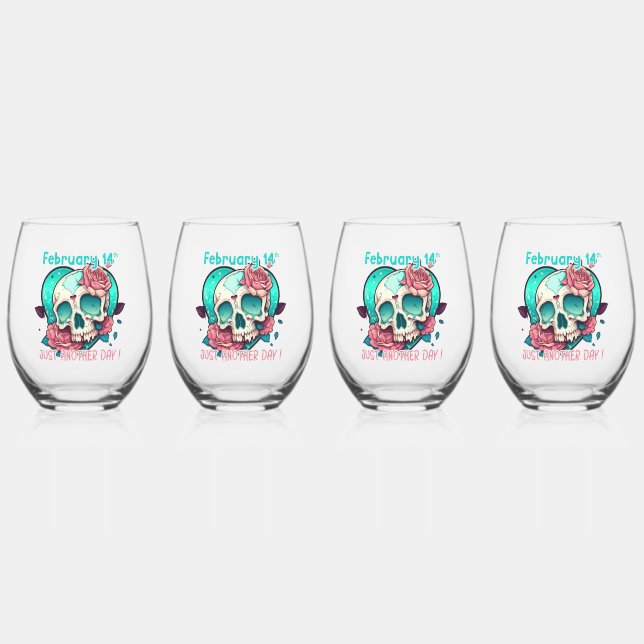 Vaso De Vino Otro día San Valentín Corazón Skull (Anverso)