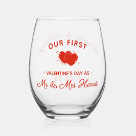 Vaso De Vino Our First Valentine’s Day as Mr & Mrs Personalized