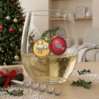 Vaso De Vino Oveja Divertida Baa Humbug! Cómic de Navidad Scroo