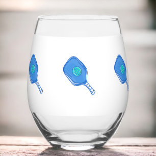 Vaso De Vino Paddle azul de pelota y perrito de bolas
