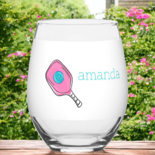Vaso De Vino Paddle rosado de bolas y bolas con perrito persona