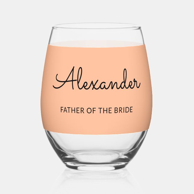 Vaso De Vino Padre personalizado de la escuela de Boda de novia (Anverso)