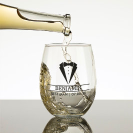 Vaso De Vino Padrino Moderno Personalizado con Esmoquin