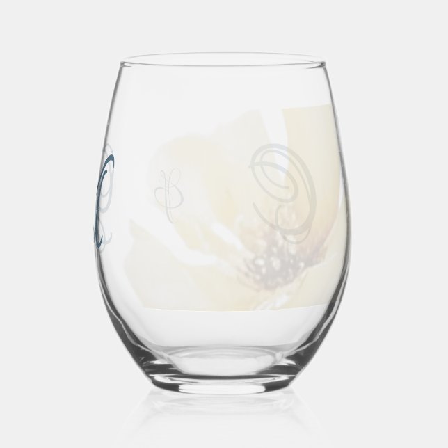 Vaso De Vino Pale Butter Yellow Soft Blue Floral Wedding (Reverso )