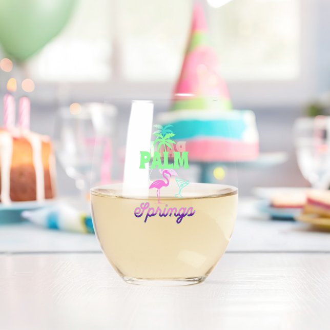 Vaso De Vino palm springs bachelorette green pink retro  (Insitu (Cumpleaños))