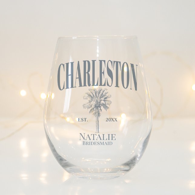 Vaso De Vino Palm Trees de Lujo Charleston Bachelorette Costera (Subido por el creador)