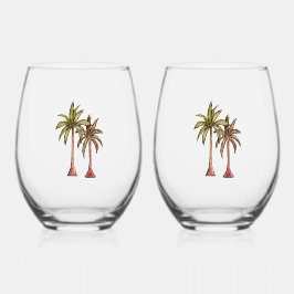 Vaso De Vino Palm Treles Tropicales Verano sencillo