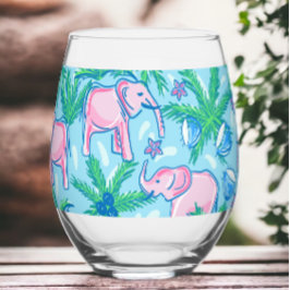 Vaso De Vino Palmera de elefante rosa preppy 