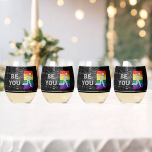 Vaso De Vino Panel de colores del orgullo arcoíris urbano de Sl