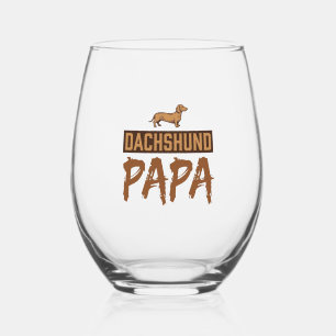 Vaso De Vino Papa Dachshund Grabado Vintage Diseño Papá Perro_1