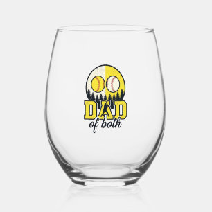 Vaso De Vino Papá de béisbol y sóftbol de ambos diseño vectoria