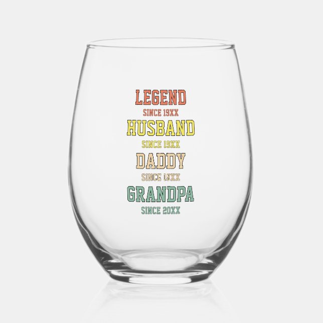 Vaso De Vino Papi abuelo de la leyenda retro personalizada (Anverso)