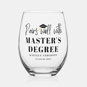 Vaso De Vino Par bien con el regalo de graduación de maestría