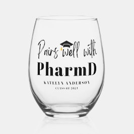 Vaso De Vino Par bien con la graduación personalizada PharmD