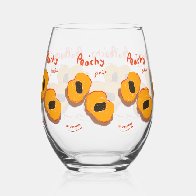 Vaso De Vino Par de vidrio melocotón impreso (Anverso)