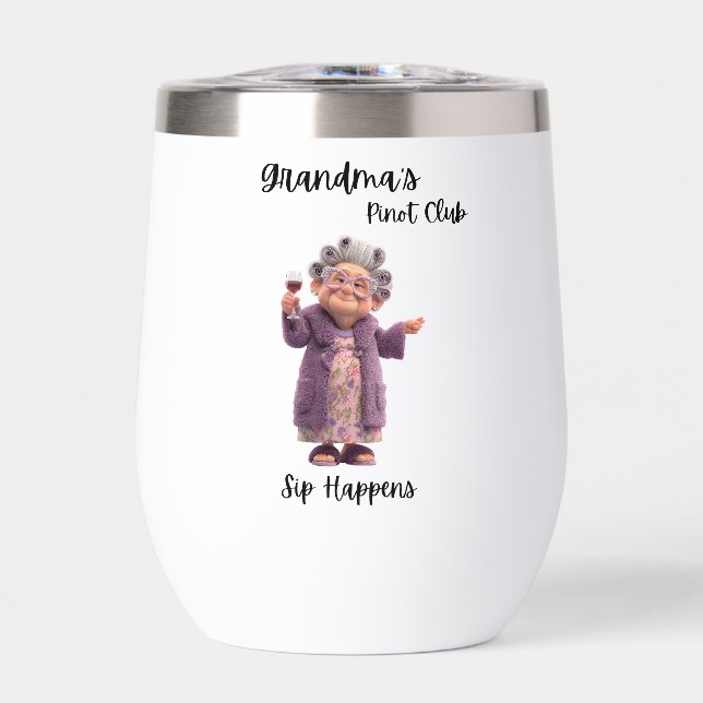 Vaso de vino para abuela Sip Happens (Frente)