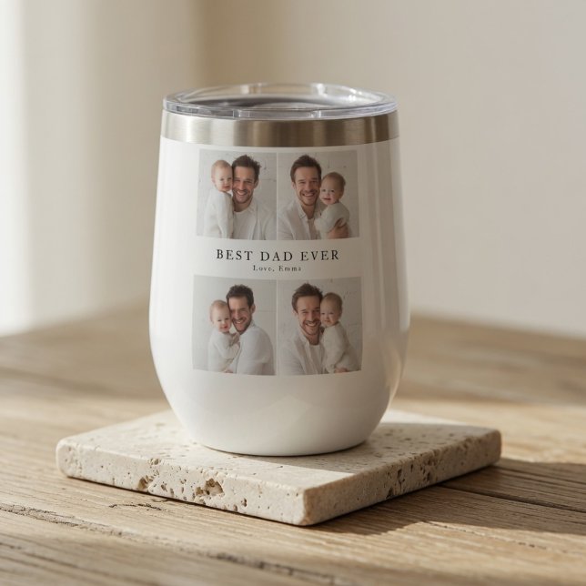 Vaso de vino para el mejor papá del mundo con foto (Subido por el creador)