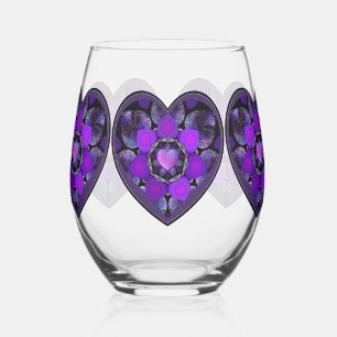Vaso De Vino Paraguas morados y corazones .7
