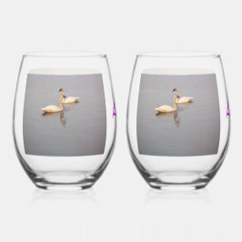 Vaso De Vino Pareja de cisne/Rosas/Glass de amor sin cáscara de