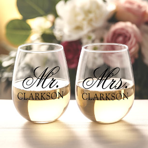 Vaso De Vino Pareja de matrimonio personalizada Vidrio sin pied