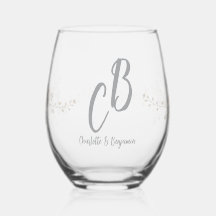 Pareja de pájaros Monograma flores Elegante Boda 