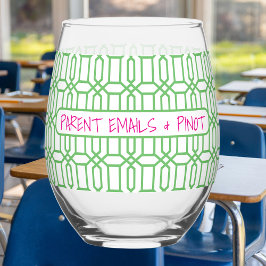 Vaso De Vino Parent Emails & Pinot Funny Preppy Teacher Custom